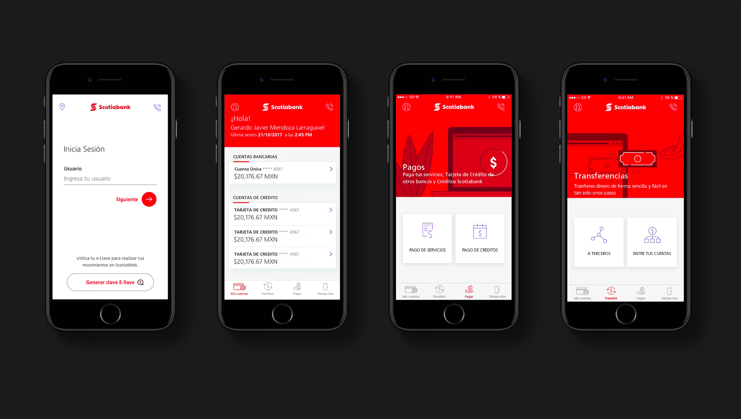 Login, My accounts, Pay and Transfer